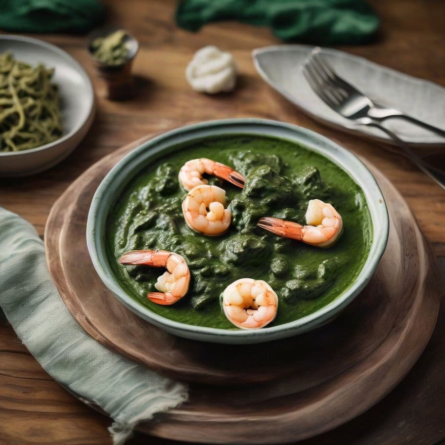 Creamy Spinach Sauce with Shrimp